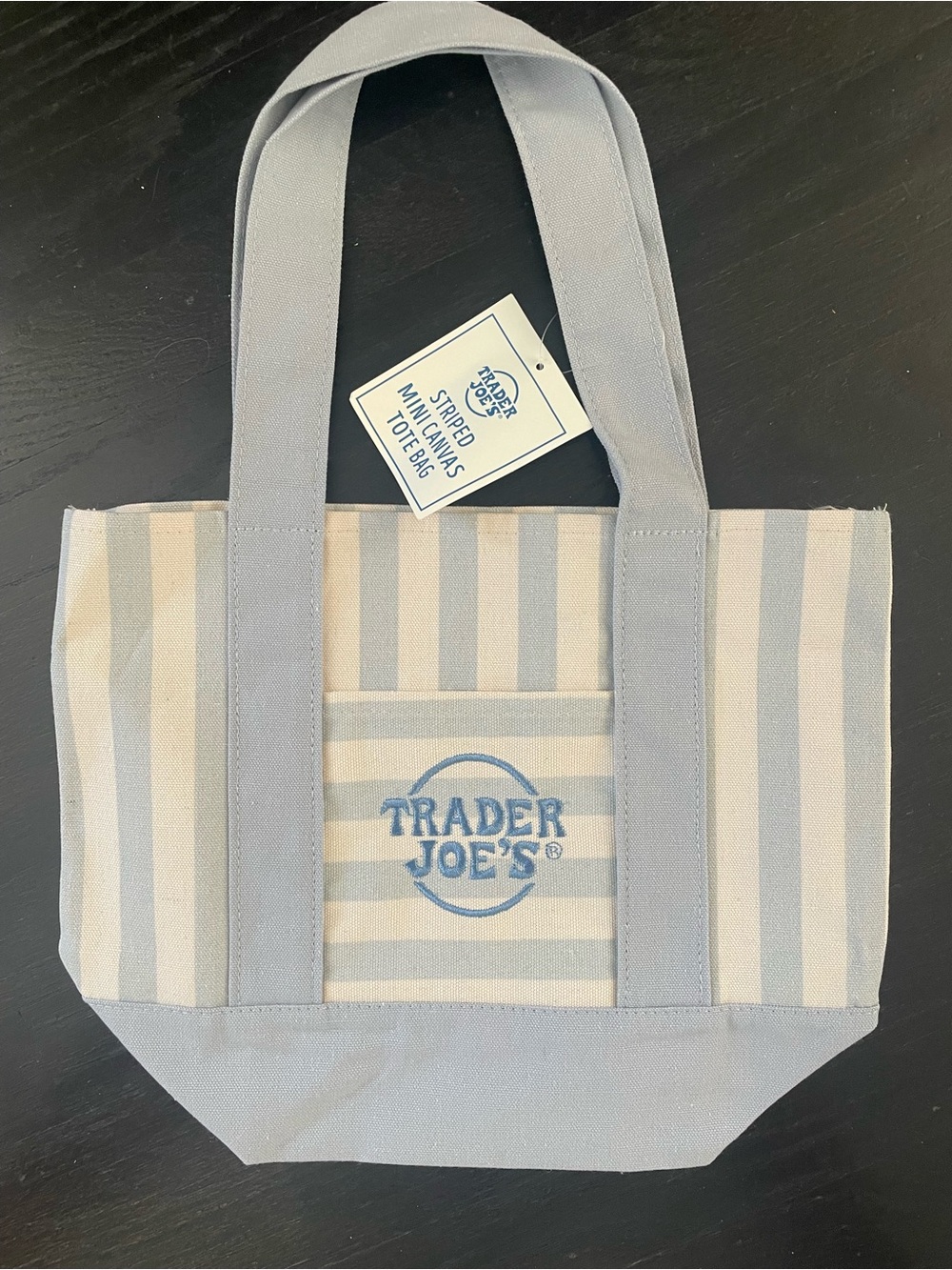 NWT Trader Joe’s Blue & White Striped Mini Canvas Tote Bag